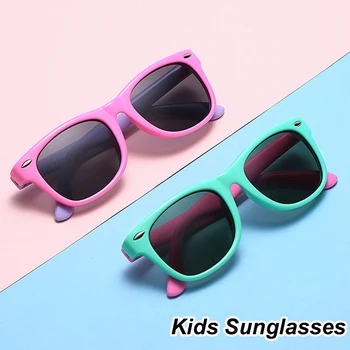 Солнцезащитные очки в силиконовой гелевой оправе, классические уличные детские солнцезащитные очки, Модные многоцветные детские очки для девочек и мальчиков
