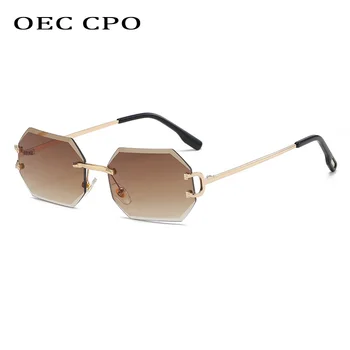 Солнцезащитные очки в стиле ретро-панк без оправы для женщин и мужчин, роскошный бренд, дизайнерские Винтажные Металлические солнцезащитные очки, Женские солнцезащитные очки с абажуром Oculo