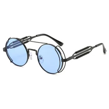 Солнцезащитные очки Унисекс в стиле Стимпанк в индустриальном стиле, круглые Очки в тонкой металлической оправе