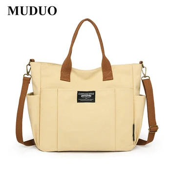Сумка MUDUO 2023 через плечо, сумки через плечо, холщовая женская сумка-тоут с ручками длиной до плеча и наружным карманом