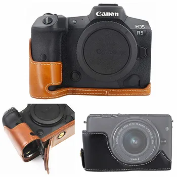 Сумка для фотоаппарата из искусственной кожи в стиле ретро, чехол-подставка для Canon EOS R5 R6 R7 R10 R6 Mark II