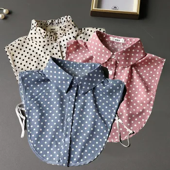 Съемные воротнички рубашек в горошек для женщин, женские накладные воротнички в полоску, женские накладные воротнички блузок, рубашки с лацканами, женские шейные платки из искусственного меха
