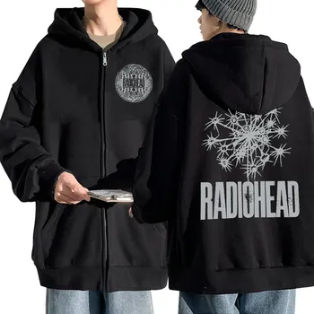 Толстовка с капюшоном в стиле ретро рок-группы Radiohead на молнии, толстовка с принтом музыкального альбома в стиле хип-хоп, уличная одежда, мужское пальто с длинным рукавом оверсайз, толстовки