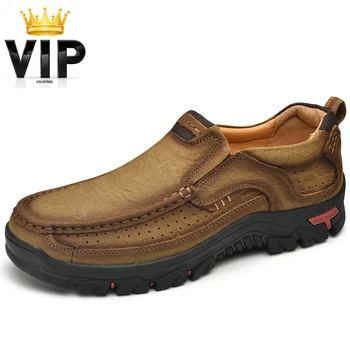 Только для VIP-персон, Мужские уличные кроссовки из натуральной кожи, винтажные ботинки, лоферы, летняя обувь, мокасины на нескользящей резиновой подошве, большой размер 48