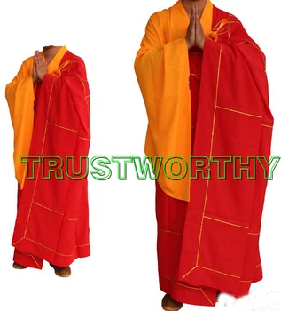 унисекс буддийский халат монахини-настоятеля ряса Буддизм мирянин костюмы для медитации одежда для боевых искусств униформа шаолиньских монахов платье красное