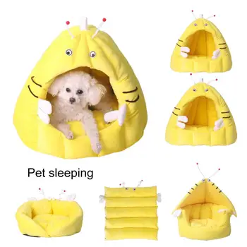 Уютная кровать для собаки, Мягкая легкая палатка для домашних животных, Зимняя спальная кровать для кошек и собак в форме пчелы