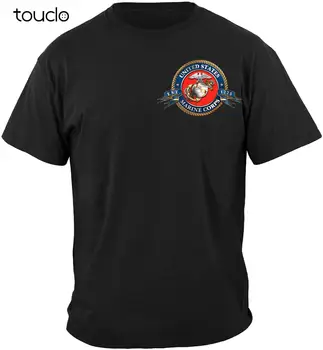 Футболка со знаком отличия Корпуса морской пехоты США, 100% хлопок, черная унисекс