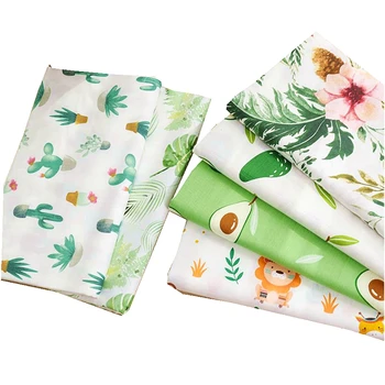 Хлопчатобумажная ткань с бабочками для пошива детского платья из саржевого переплетения Зеленого цвета для постельного белья DIY Fabric TJ1238