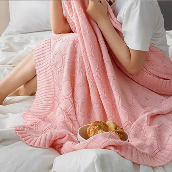 Хлопчатобумажное вязаное одеяло с геометрическим рисунком в скандинавском стиле, покрывало для дивана, домашний декор, плед для кровати, портативная дышащая шаль