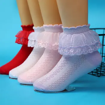Хлопчатобумажные кружевные носки для девочек, детские летние носки из тонкой сетки, носки с короткими ботинками для девочек-принцесс, тканевые носки для младенцев, носки для маленьких девочек