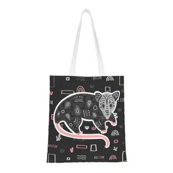 Хозяйственная сумка из вторичного сырья Opossum, женская холщовая сумка через плечо, моющиеся сумки для покупок в продуктовых магазинах для домашних животных