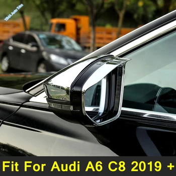 Хромированная Накладка для Зеркала Заднего Вида Rain Eyebrow Decor Cover Подходит Для Audi A6 C8 2019-2022 Комплект Для Ремонта Внешних Аксессуаров Автомобиля