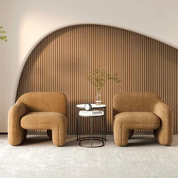 Художественный диван из скандинавской ткани ягненка в гостиной современной веб-знаменитости, легкий диван-кресло для приема гостей в роскошном отеле, салон красоты