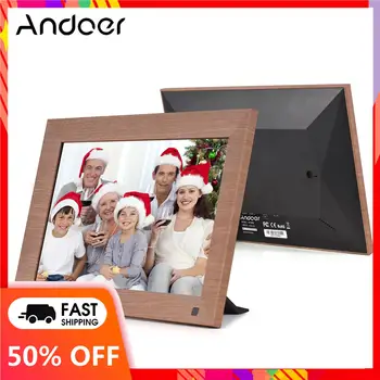 Цифровая фоторамка Andoer 10-дюймовая WiFi Смарт-цифровая фоторамка 1280 * 800 16 ГБ памяти с подставкой сзади Рождественские подарки