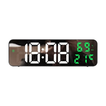 Цифровые настенные часы с индикацией температуры и влажности, ночной режим, настольный будильник, 12/24 часа, электронные светодиодные часы