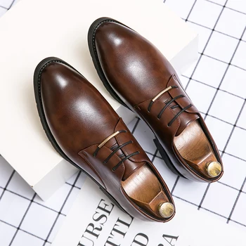 Черные мужские оксфорды, модная повседневная обувь в британском стиле, высококачественная кожаная мужская деловая обувь, итальянские модельные туфли большого размера