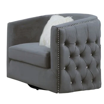 Чехол для стула с ворсом на пуговицах, обитый серой бархатной тканью, современный комфорт и мягкость для гостиной и спальни