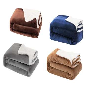  Шерп Фланелевое флисовое реверсивное одеяло из очень мягкого плюша, пушистые стеганые одеяла для дивана-кровати, 4 цвета, доставка