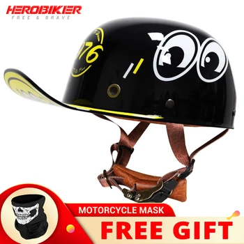 Шлем для мотокросса, Мотоциклетные шлемы, Полушлем с открытым лицом, мужские Мото-шлемы, ретро-шлемы для скутеров, Бейсбольная кепка для велоспорта, шлем 