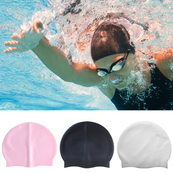 Эластичная силиконовая водонепроницаемая шапочка для плавания, эластичная, легко надевается, Силиконовая силиконовая шапочка для плавания, длинные волосы для тренировок