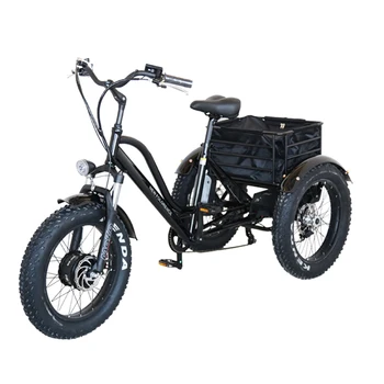 электрический трехколесный велосипед мощностью 500 Вт с толстыми шинами мощностью 750 Вт, электровелосипед с задней ступицей, Моторный дисковый тормоз, Велосипед для взрослых с корзиной