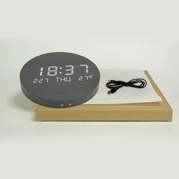 Электронные деревянные настенные часы со светодиодной подсветкой времени, даты, температуры Diaplay G32D