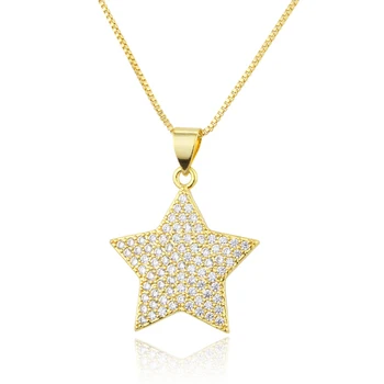 Эстетичное ожерелье в форме звезды для женщин, медная начальная цепочка, украшение для шеи для романтической вечеринки