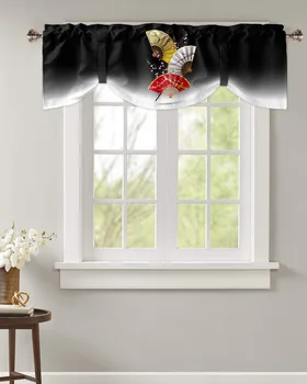 Японский Веерный цветок, занавеска на окно в виде ветки сливы, Римская занавеска для спальни, Регулируемая занавеска на завязках для небольшого оконного кармана для штанги