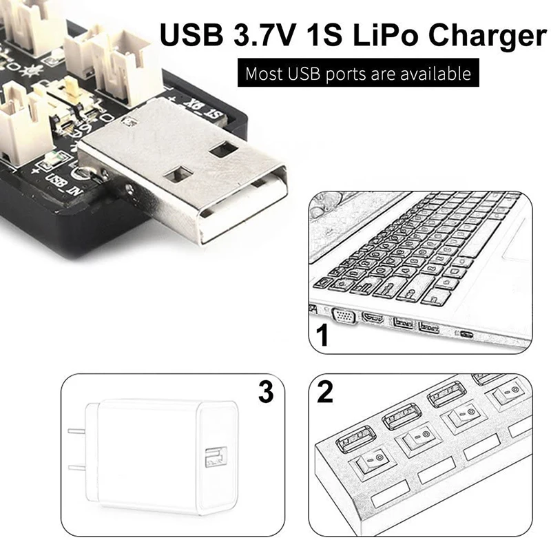 1S LiPo Аккумулятор USB Зарядное устройство 3,7 В/4,20 В 6-канальное 1S LiPo Зарядное устройство Micro- JST 1,25 JST-PH Разъемы 2.0 MCX MCPX 1