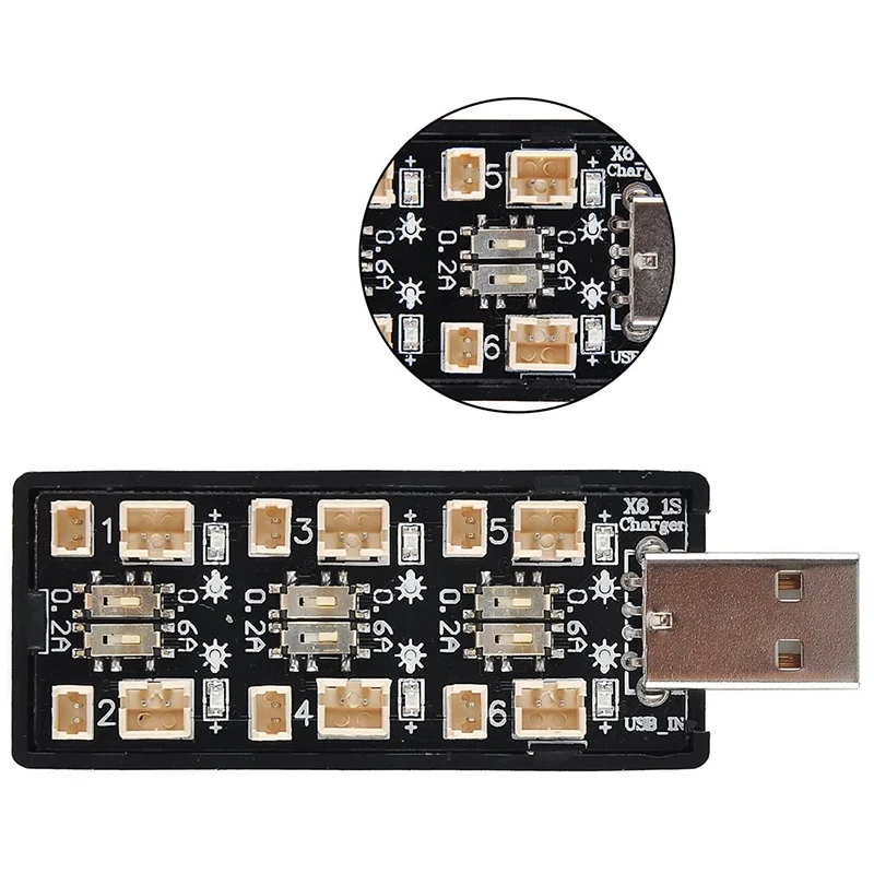 1S LiPo Аккумулятор USB Зарядное устройство 3,7 В/4,20 В 6-канальное 1S LiPo Зарядное устройство Micro- JST 1,25 JST-PH Разъемы 2.0 MCX MCPX 3