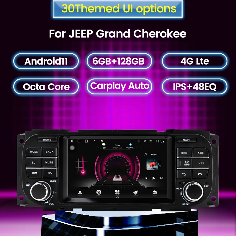 Беспроводной Carplay Android 11 Автомобильный Радио Стерео Мультимедийный Плеер Для JEEP Grand Cherokee Liberty Wrangler Chrysler Dodge DSP RDS 0