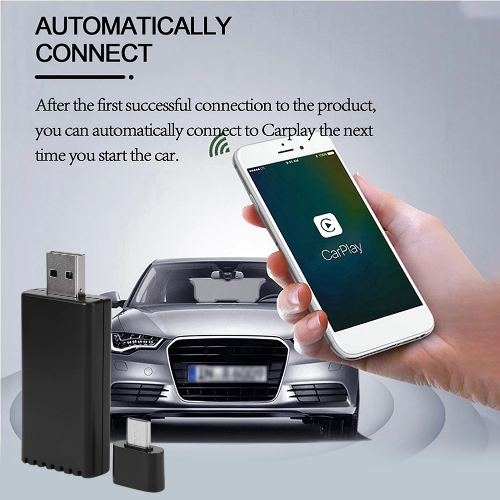 Беспроводной ключ для Apple CarPlay, адаптер от проводного к беспроводному USB-адаптеру, автомобильный мультимедийный плеер Plug and Play, обновление OTA Online 2