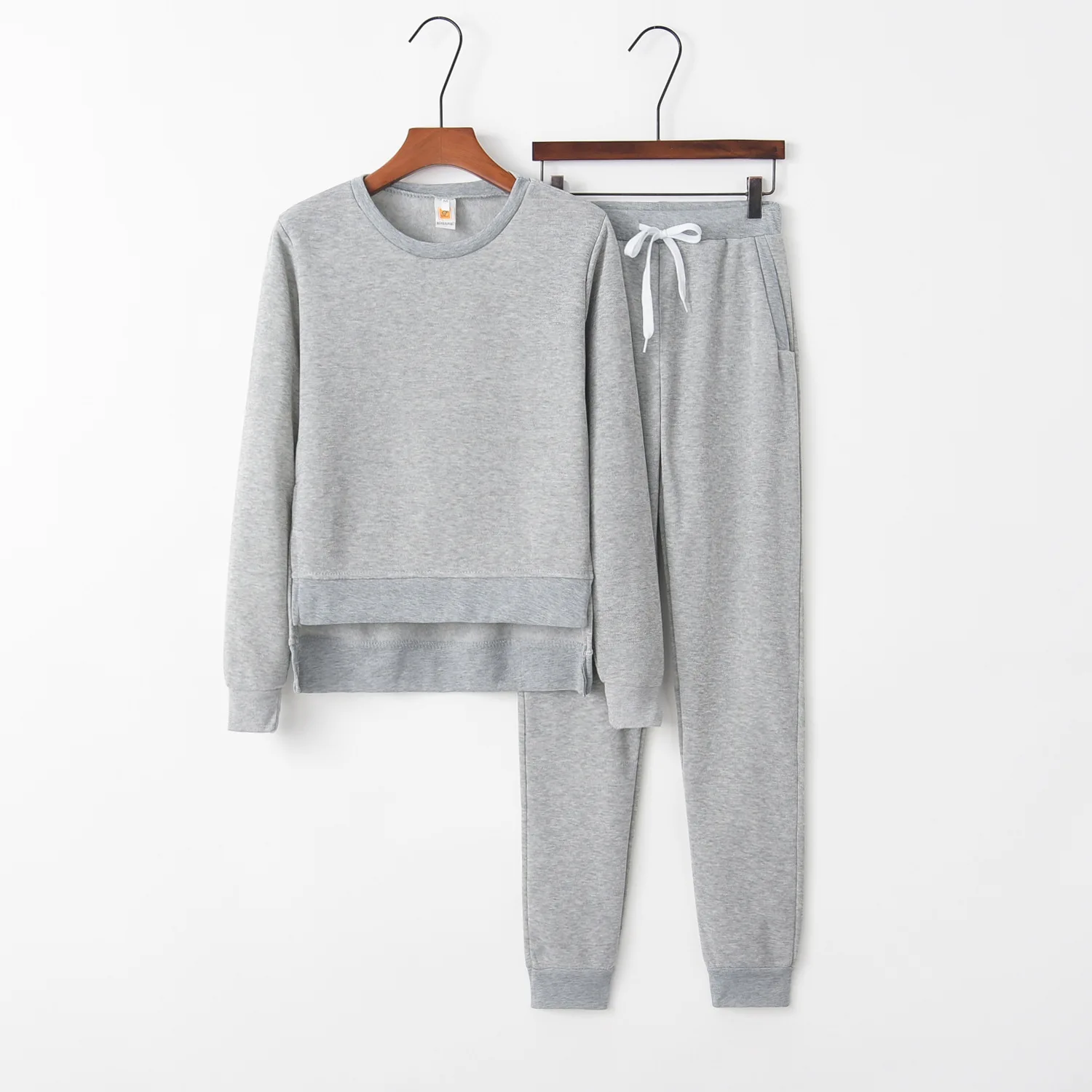 Комплекты из 2 предметов для женщин 2023, модный пуловер с неправильным разрезом, свитер и брюки, комплект из двух предметов, женская одежда 4