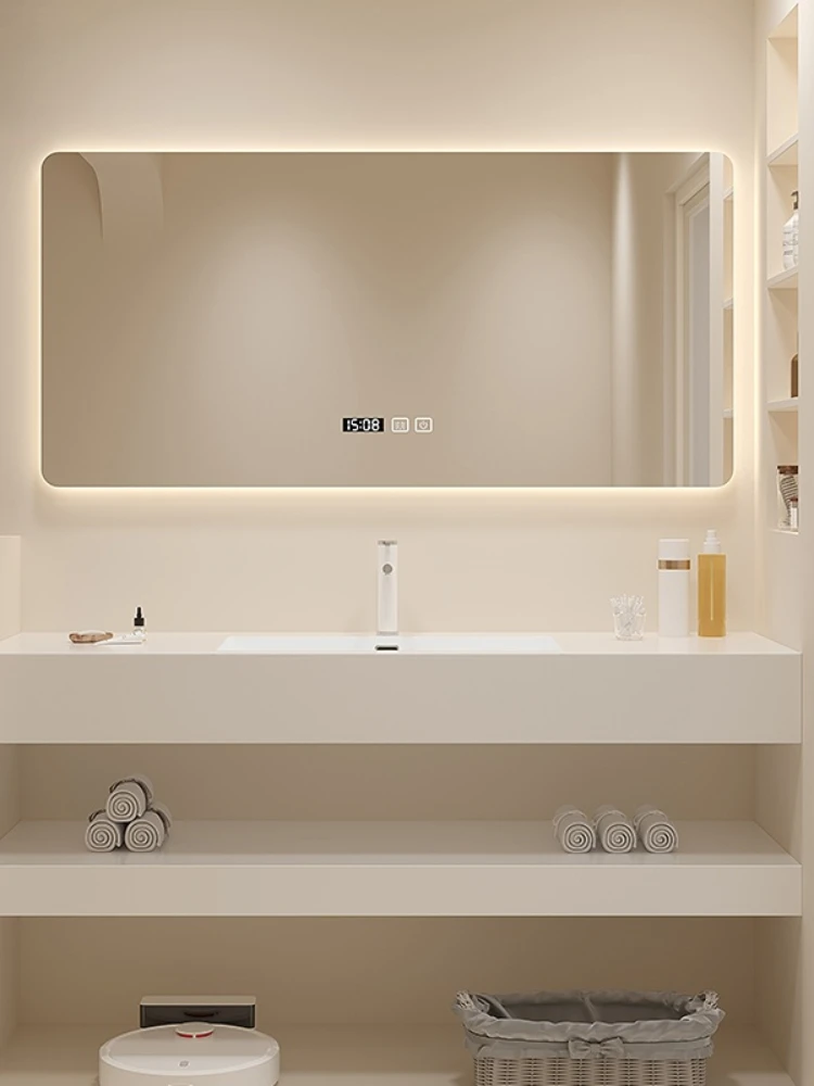 Умная двухслойная каменная плита Бесшовный керамический умывальник Шкаф для ванной Комнаты Столик для ванной комнаты из искусственного камня Цельный умывальник 0