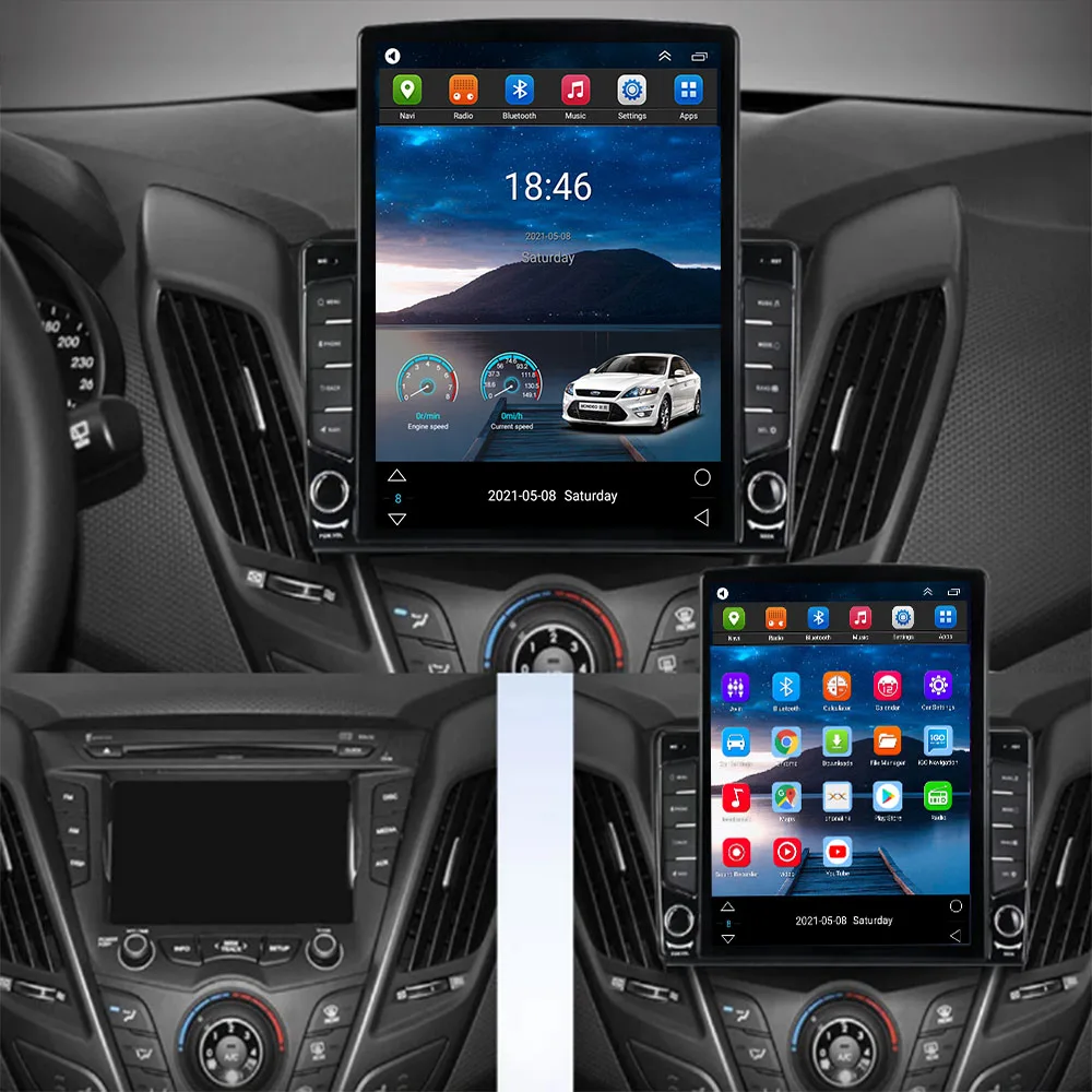 Вертикальный Экран Tesla Для Hyundai Veloster FS 2011 - 2030 Автомобильный Радиоприемник Мультимедийный Видеоплеер Навигация стерео GPS Android 12 2