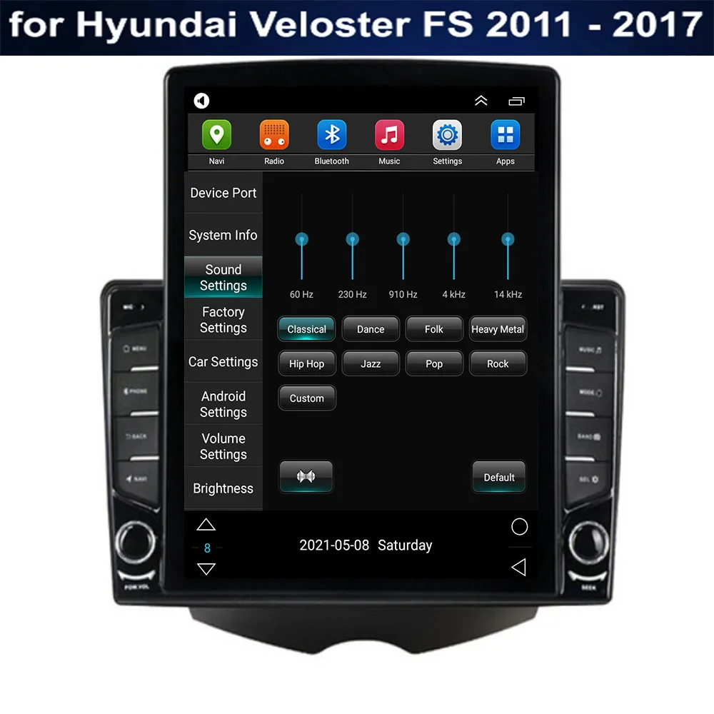 Вертикальный Экран Tesla Для Hyundai Veloster FS 2011 - 2030 Автомобильный Радиоприемник Мультимедийный Видеоплеер Навигация стерео GPS Android 12 4