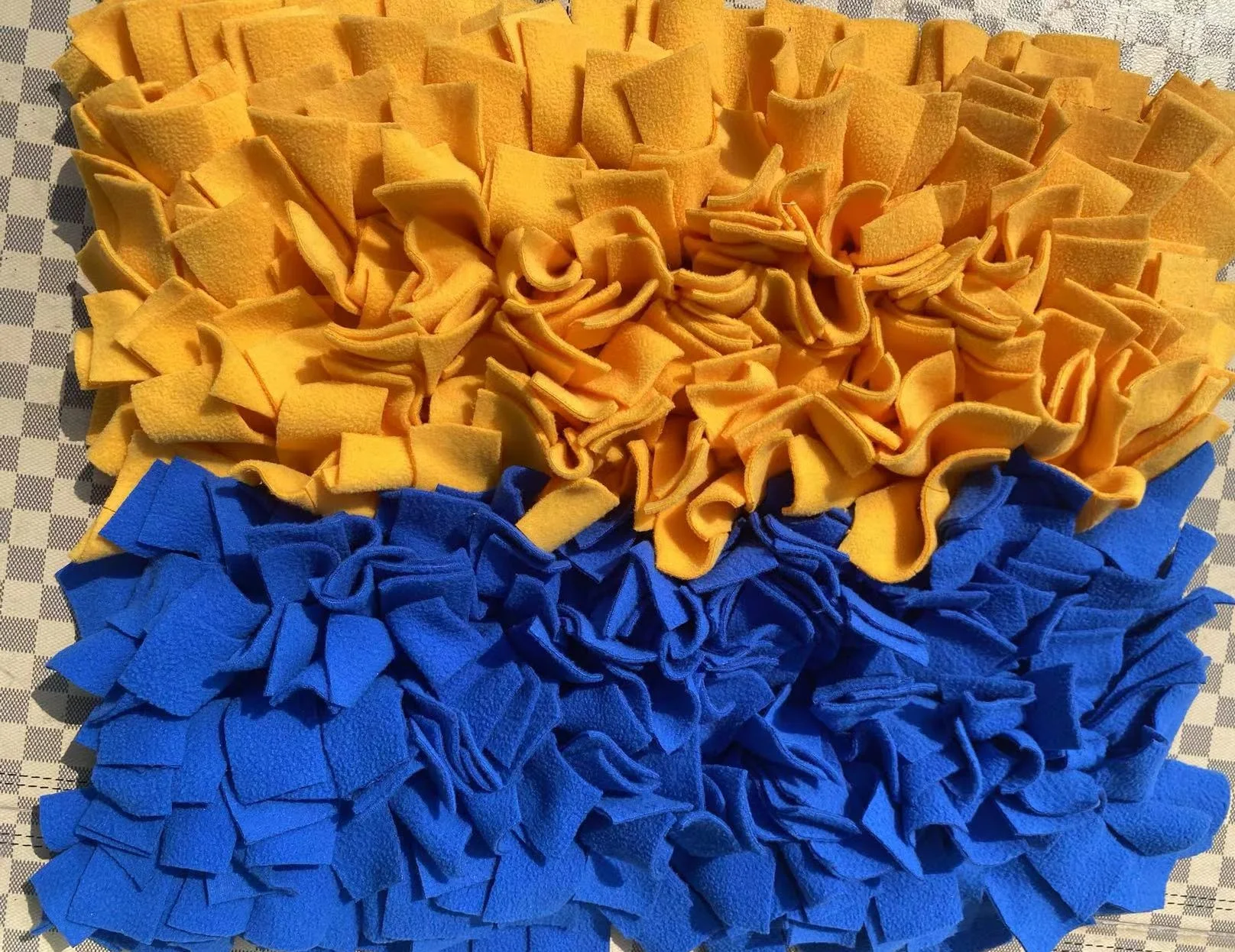 Синий и желтый, размер 45x60 см, сшитый из флиса, коврик для кормления крупных собак, коврик для нюхания собак крупных пород 2