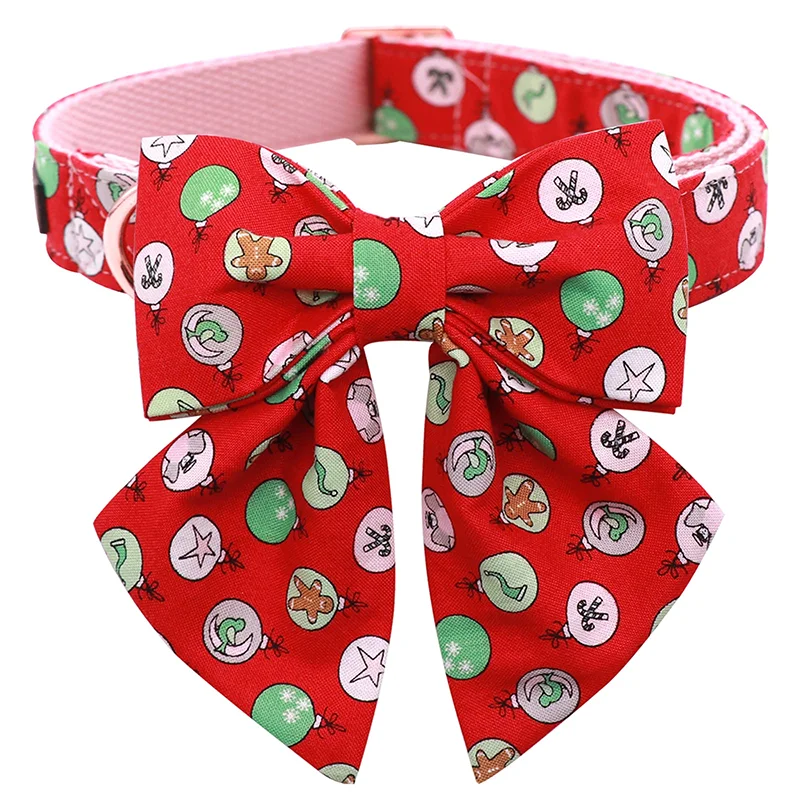 Уникальный Стиль Лапы Рождественский Хлопчатобумажный Ошейник для Собак с матросским галстуком-бабочкой Украшение Мяч Щенячий Ошейник для Маленькой Средней Крупной Собаки 0