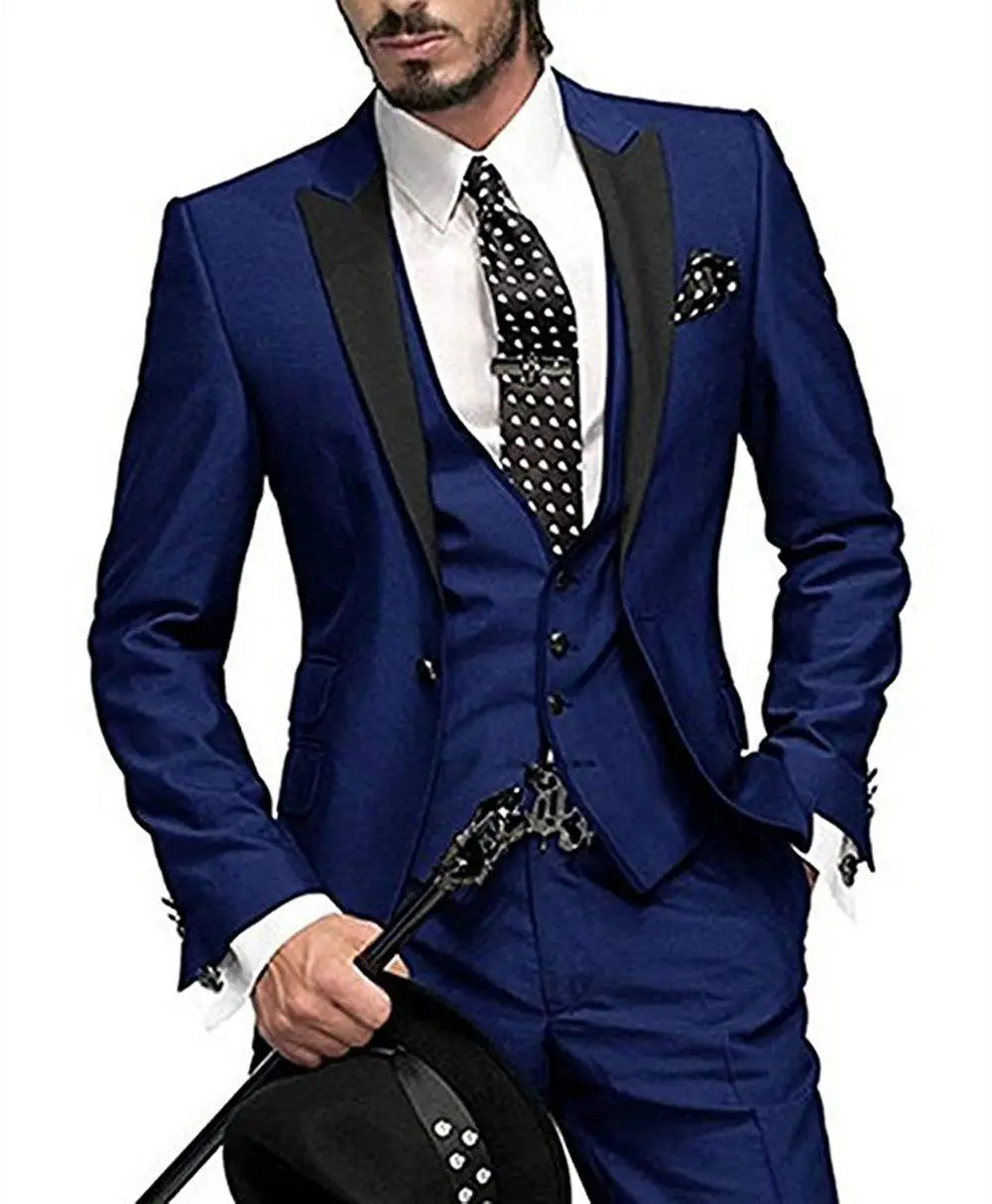 Мужской костюм из 3 предметов, приталенный Деловой костюм для отдыха, Свадебный комплект для банкета, пиджак, жилет с брюками 2