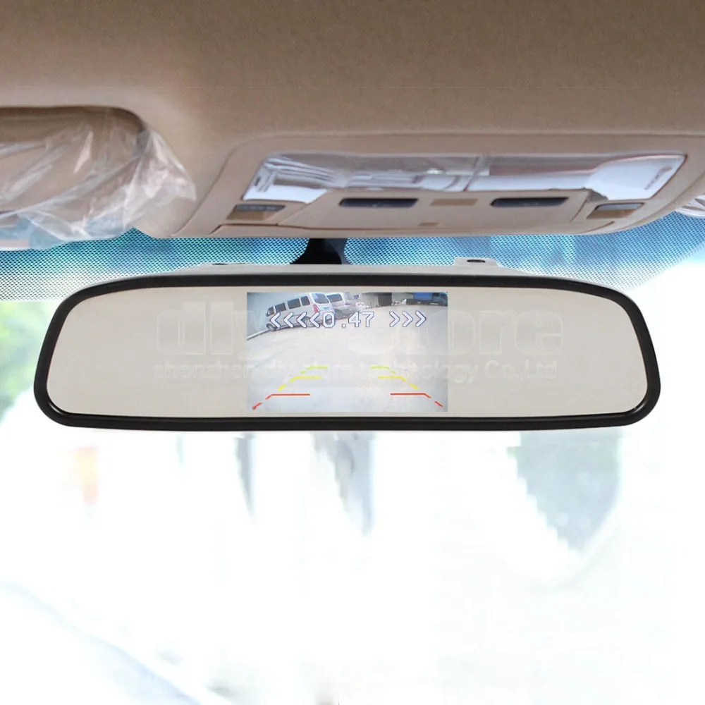 DIYSECUR 4,3-Дюймовый Комплект Монитора Автомобильного Зеркала Заднего Вида + Водонепроницаемая ИК-Камера Ночного Видения Автомобиля Видео Парковочный Радар 1