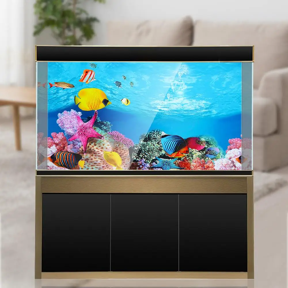 Фоновый плакат для аквариума с океаном, самоклеящаяся наклейка на фон аквариума, декор для рыб 1