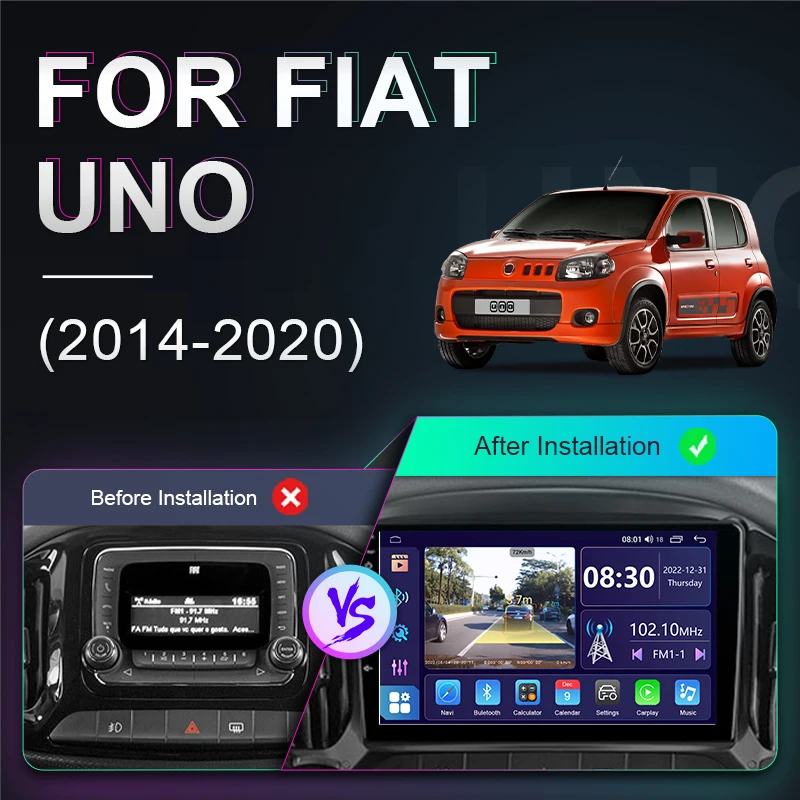 2 Din Android Радио Стерео для FIAT UNO 2014-2020 Автомобильный Мультимедийный Плеер Навигация GPS WIFI Автомагнитола Головное Устройство Автомагнитола Аудио 3