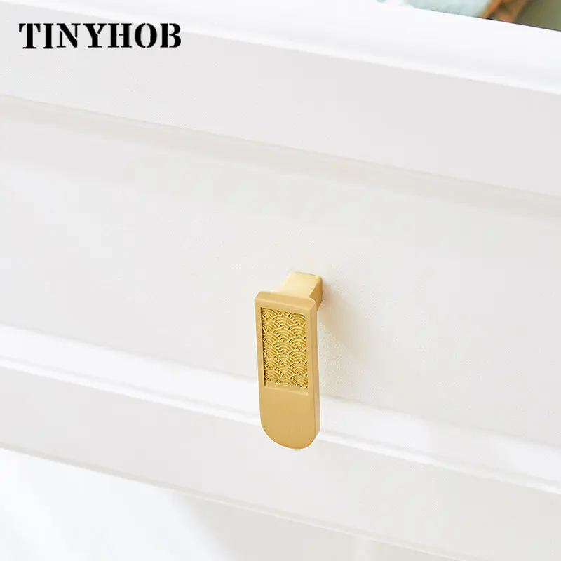 Латунная дверная ручка шкафа в новом китайском стиле, индивидуальность шкафа, роскошный винный шкаф, Старинное золото, современные ручки для выдвижных ящиков 4