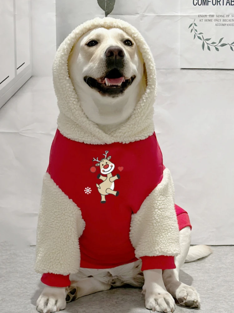 Одежда для Маленьких и больших Собак С Добавлением Бархата, Теплая Толстовка Для Собак, Рождественская Одежда Для Собак, Лабрадор, Золотистый Ретривер, Свитер Для Собак, Аксессуары Для Собак 0