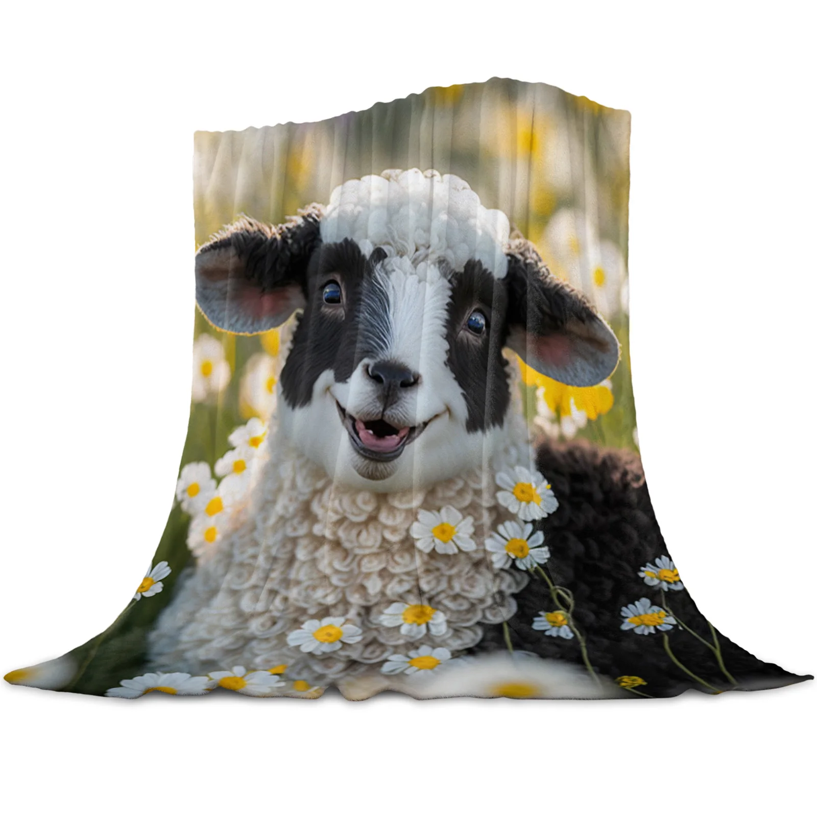 Фермерские одеяла с овечьими маргаритками, Портативное Мягкое покрывало для кровати, Офисное покрывало, Фланелевое одеяло 1