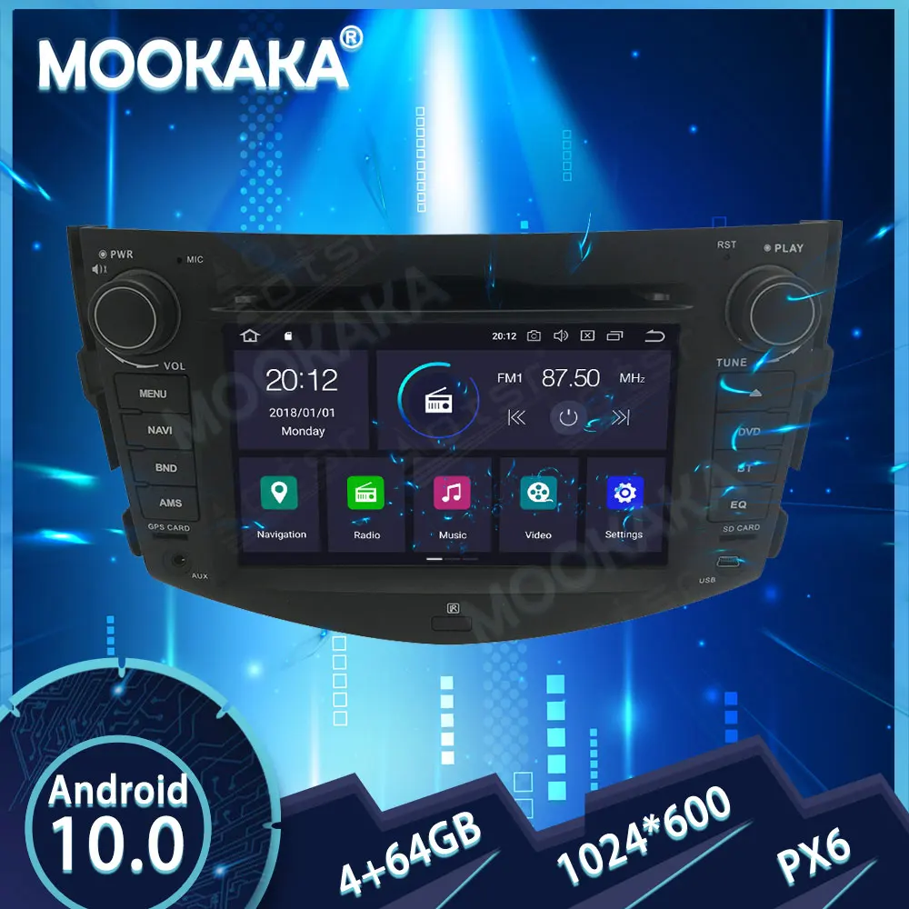 PX6 IPS Android 10,0 4 + 64G Экран Автомобильный Мультимедийный Радиоприемник Для Toyota RAV4 2006-2012 GPS Navi Стерео Рекордер Головное Устройство DSP Carplay 0