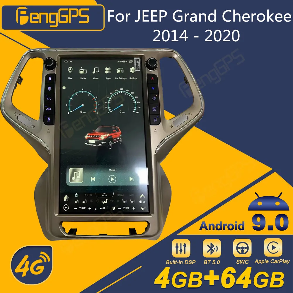 Для JEEP Grand Cherokee 2014-2020 Android Автомобильный Радиоприемник Tesla Screen 2Din Стереоприемник Авторадио Мультимедийный Плеер GPS Navi 0