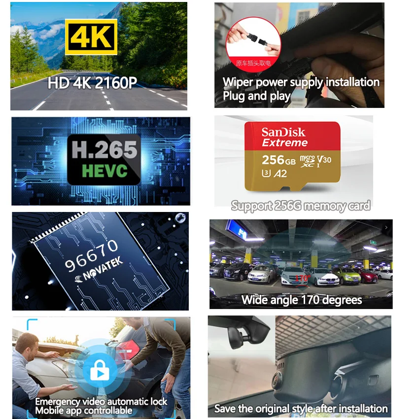 Простой в установке HD 4K Автомобильный Видеорегистратор WIFI Видеомагнитофон Dash Cam Камера Оригинальная Для Mazda ATENZA 2019 2020 2021 2022 Беспроводная Видеорегистратор 3