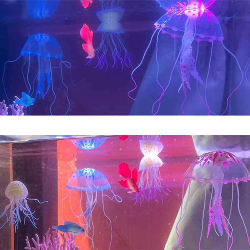 Искусственное Плавание Светящиеся Флуоресцентные Медузы Украшение Аквариума Аквариум с Рыбками Подводное Растение Орнамент Морского водного Пейзажа 5