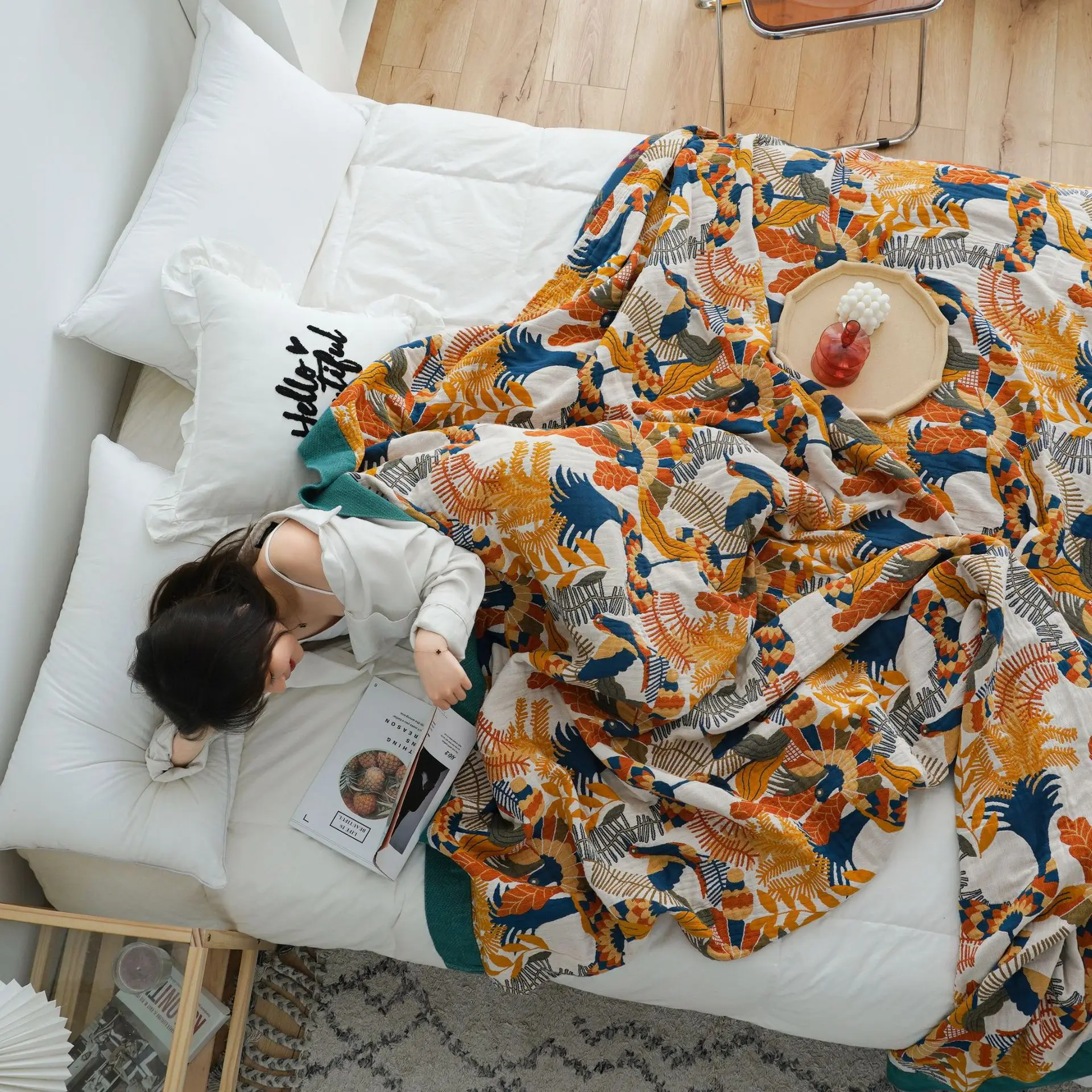 Скандинавские хлопчатобумажные одеяла, этническое одеяло для кондиционирования воздуха, простыня в стиле бохо, одеяла королевского размера, мягкое покрывало для отдыха, полотенце для дивана. 0